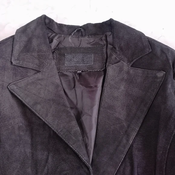 SUZY SHIER Women's Black Suede Blazer Jacket - Picture 4 of 11